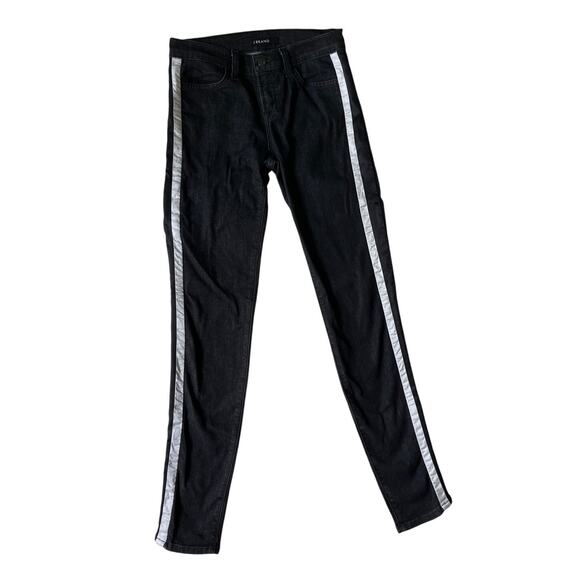 J Brand Black Tux Tuxedo Skinny Jeans w/ White Side Stripe – Size 26 - Picture 1 of 8